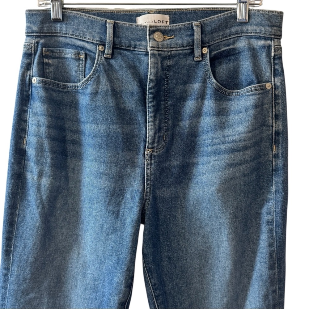 Loft The Slim Flare High Rise Raw Hem Jeans 30 10 made & loved boho trendy - Picture 4 of 16